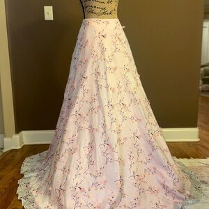 NEW Faviana Floral Pink Maxi Skirt for Prom/ Wedding/ Formal w Pockets Size 00